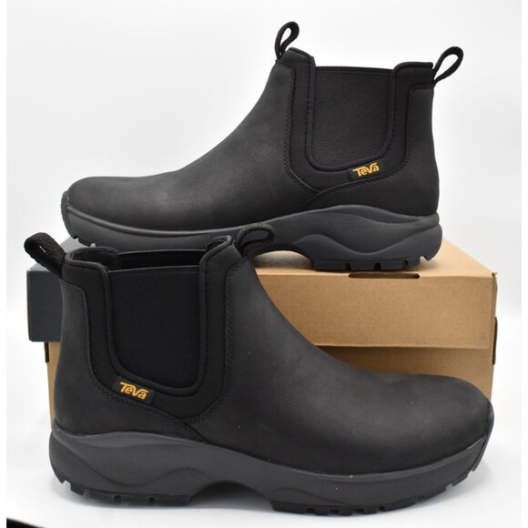 Teva Mens Size 12 Tusayan Black leather Pull On Water Resistant Chelsea Boots - Picture 9 of 12